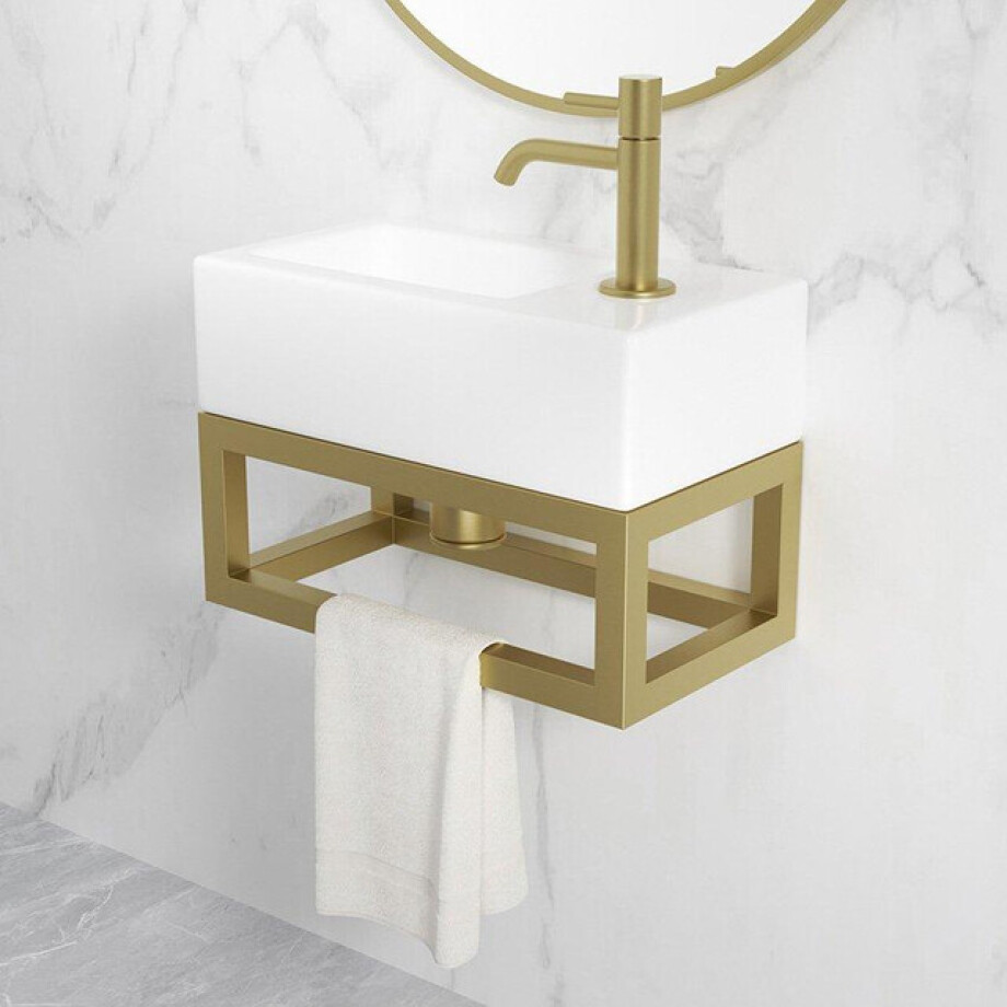 Wiesbaden Nick frame voor fontein 395 x 150 x 215 mm geborsteld messing 39.3537 afbeelding 1