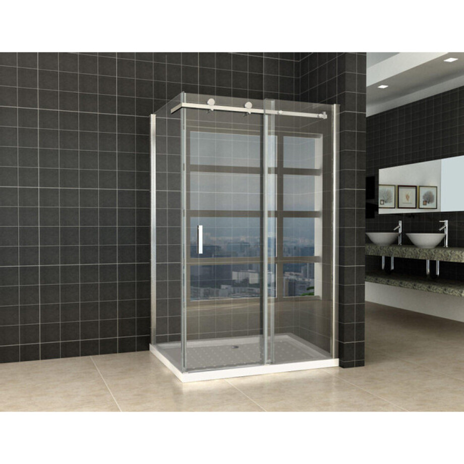 Wiesbaden Pared cabine met 1 schuifdeur 1200 x 800 x 2000 x 8 mm nano helder glas/chroom 20.3852 Wiesbaden Pared cabine met 1 schuifdeur 1200 x 800 x 2000 x 8 mm nano helder glas/chroom 20.3852 afbeelding 1