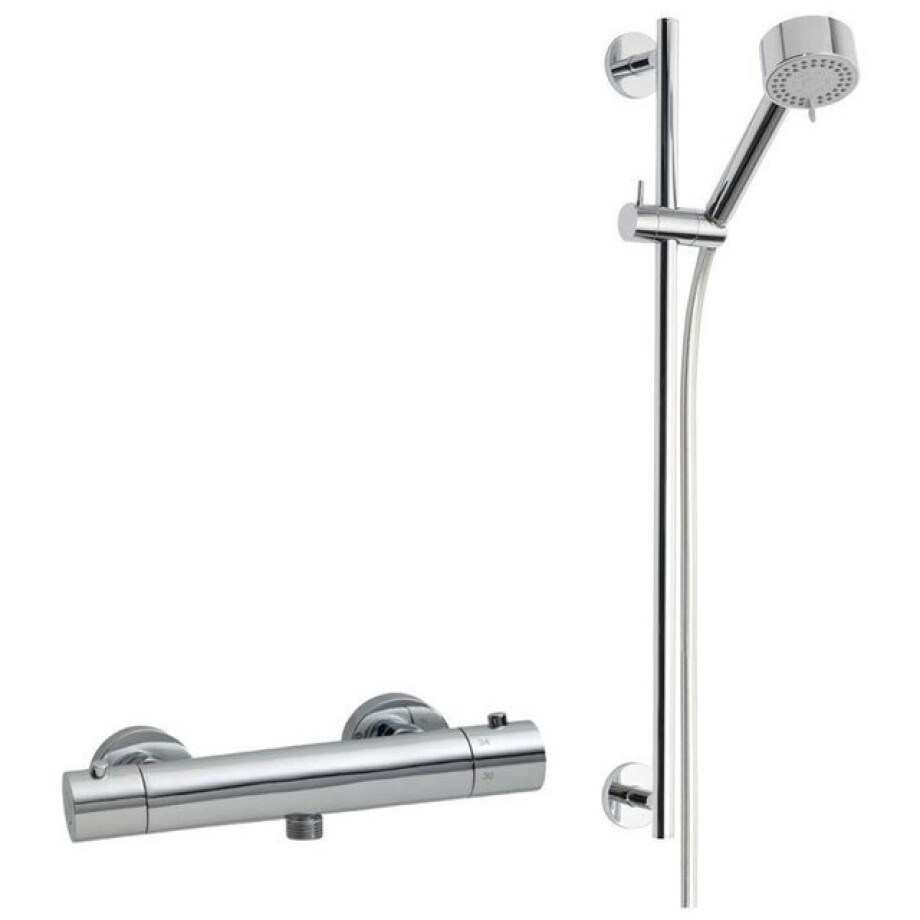 Wiesbaden Rio Douchethermostaat 15cm met glijstangset Chroom sw4046/sw10538 afbeelding 1