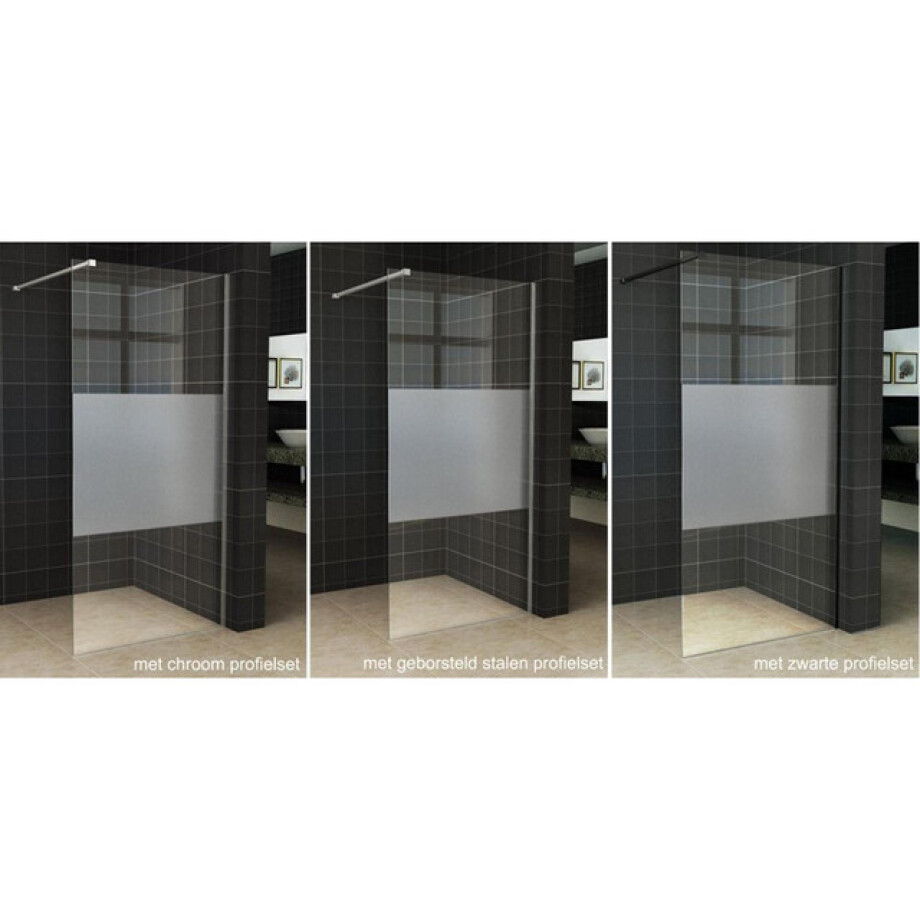 Wiesbaden Slim glasplaat 1200 x 2000 x 8 mm nano helder glas met melkglas middenband 20.3478 afbeelding 1