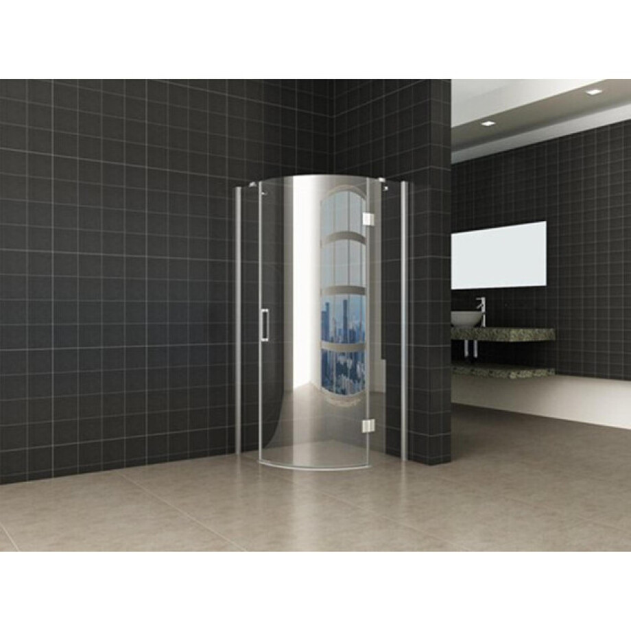 Wiesbaden Sphere Shower douchecabine 90x90x200cm kwartrond chroom 8mm glas rechtsscharnierend NANO coating 20.3856 Wiesbaden Sphere Shower douchecabine 90x90x200cm kwartrond chroom 8mm glas rechtsscharnierend NANO coating 20.3856 afbeelding 1