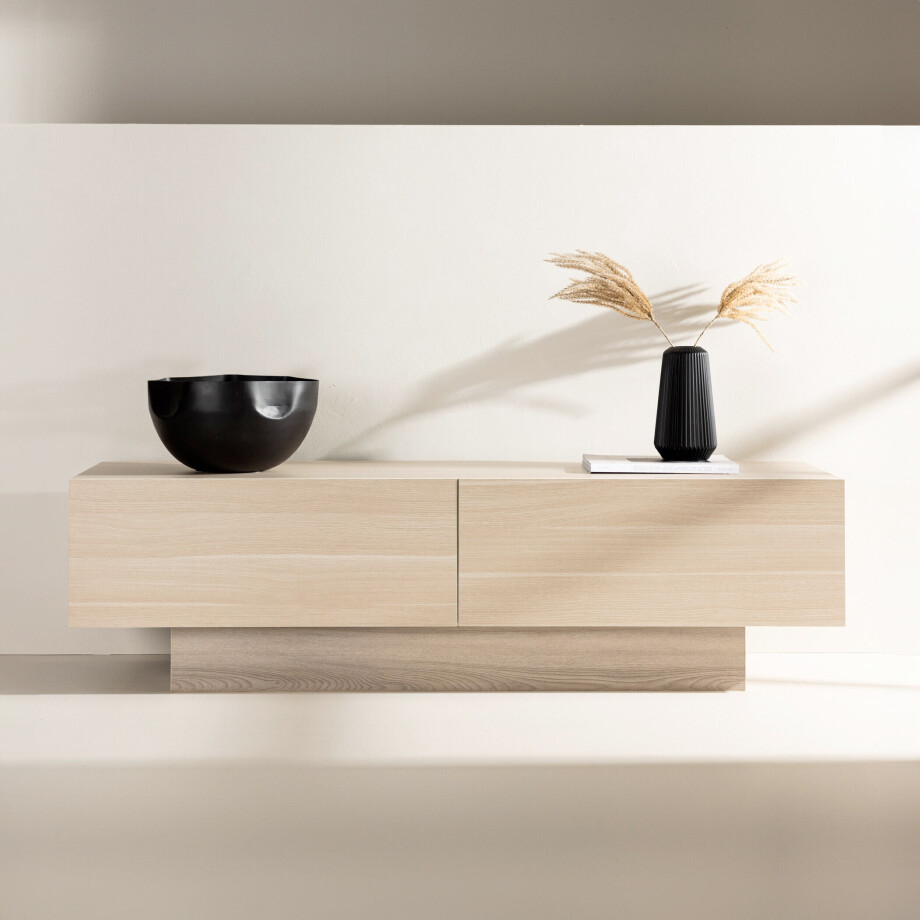 Nohr TV-meubel 'Willam' met 2 kleppen, 160cm, kleur Whitewash Nohr TV-meubel 'Willam' met 2 kleppen, 160cm, kleur Whitewash afbeelding 1