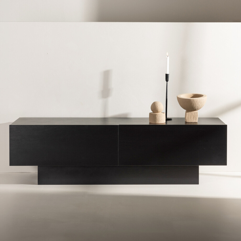 Nohr TV-meubel 'Willam' met 2 kleppen, 160cm, kleur Zwart afbeelding 1