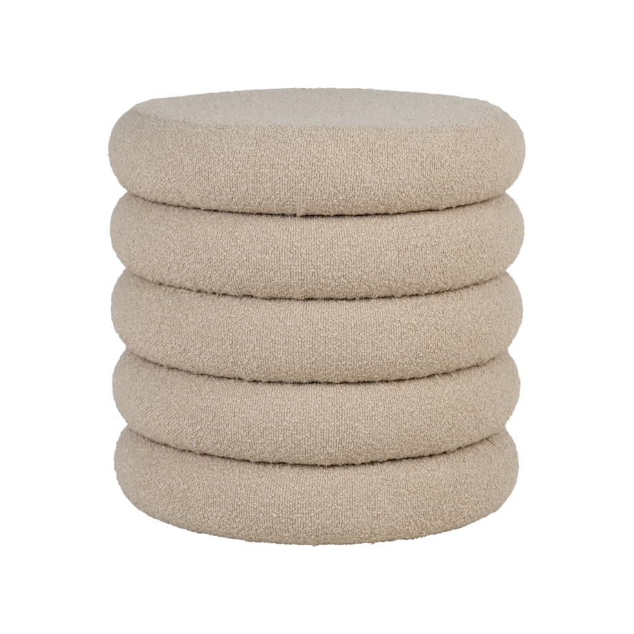 Willemijn poef bouclé beige - met opbergruimte - Ø 44 cm Willemijn poef bouclé beige - met opbergruimte - Ø 44 cm afbeelding 1