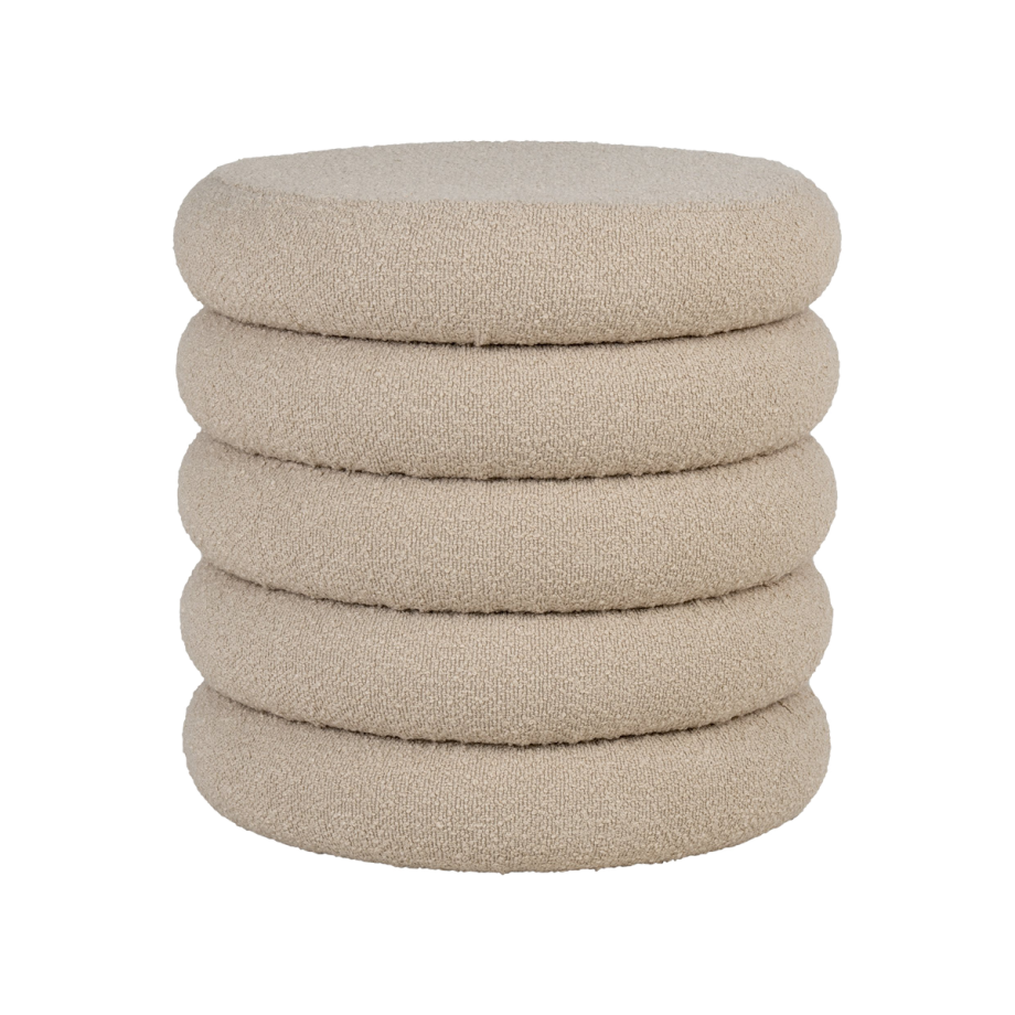 Willemijn poef bouclé beige - met opbergruimte - Ø 44 cm afbeelding 1