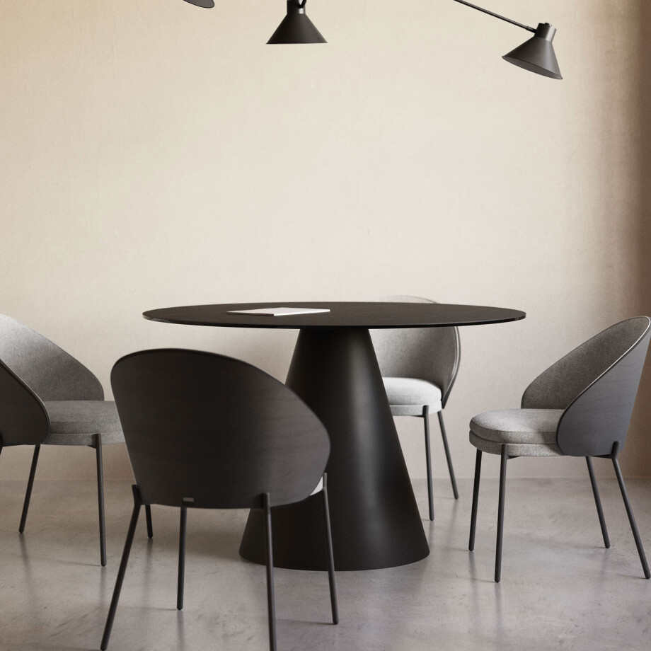 Kave Home Ronde Eettafel 'Wilshire' Glas en metaal, 120cm Kave Home Ronde Eettafel 'Wilshire' Glas en metaal, 120cm afbeelding