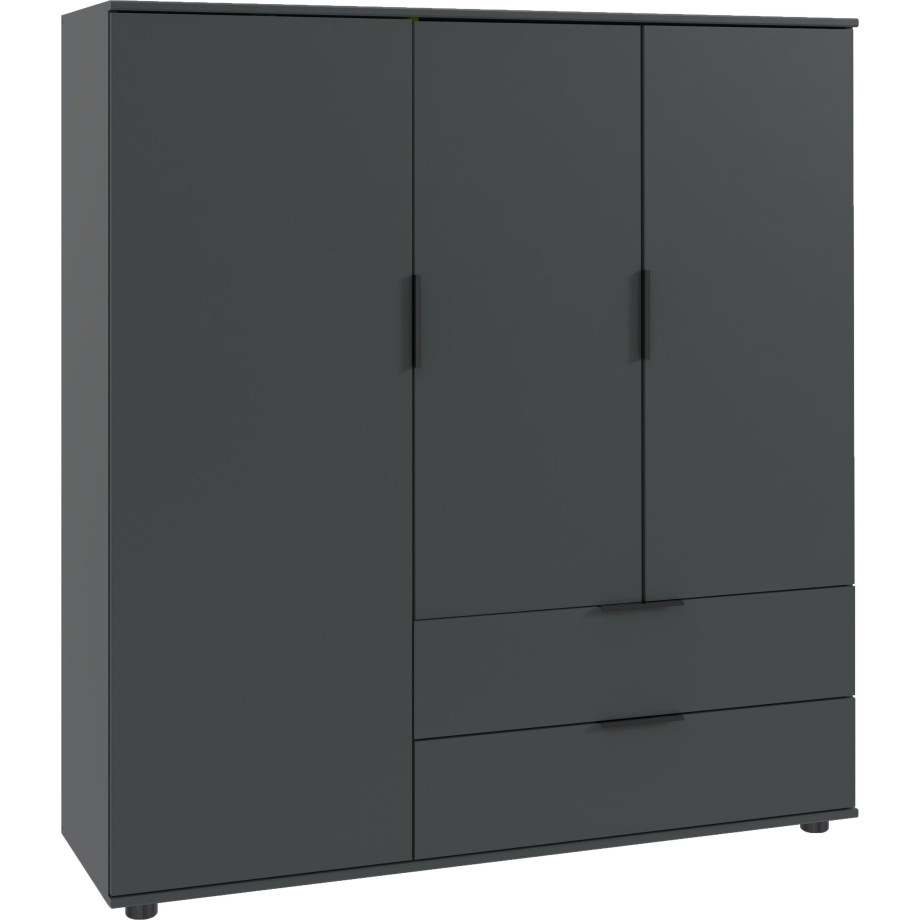 Wimex Waskast Easy Plus kledingkast garderobe 2 lades, 81 of 130 cm breed in verschillende kleuren, moderne look met zwarte metalen handgrepen afbeelding 1