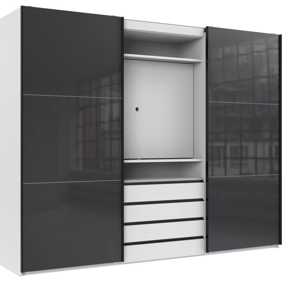 Wimex Zweefdeurkast Magic by fresh to go mooie extra: met draaibaar tv-element, fronten van glas afbeelding 1