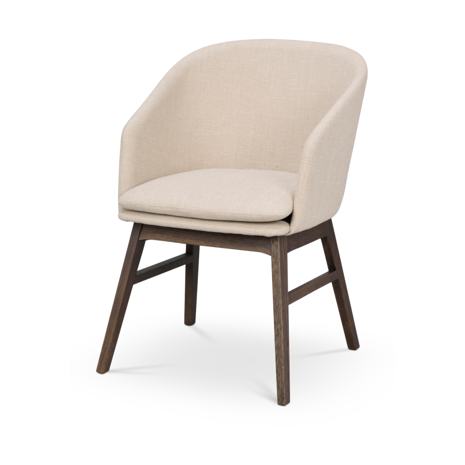 Windham eetkamerstoel beige - donker eiken onderstel Windham eetkamerstoel beige - donker eiken onderstel afbeelding 1