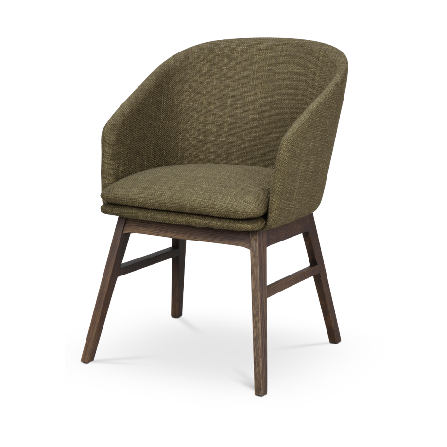 Windham eetkamerstoel groen - donker eiken onderstel Windham eetkamerstoel groen - donker eiken onderstel afbeelding 1