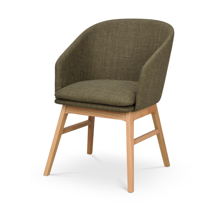 Windham eetkamerstoel groen - naturel eiken onderstel Windham eetkamerstoel groen - naturel eiken onderstel afbeelding 1