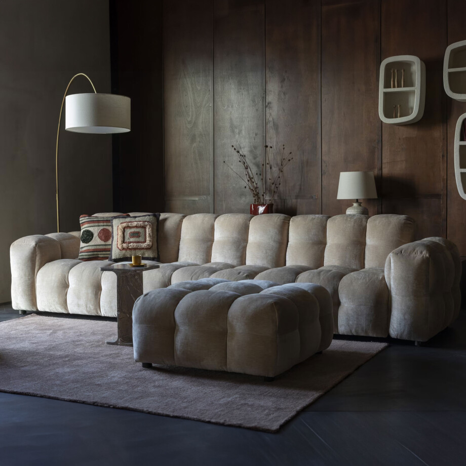 Dutchbone 4,5-zits Bank 'Hackman' Velvet, kleur Beige afbeelding 1