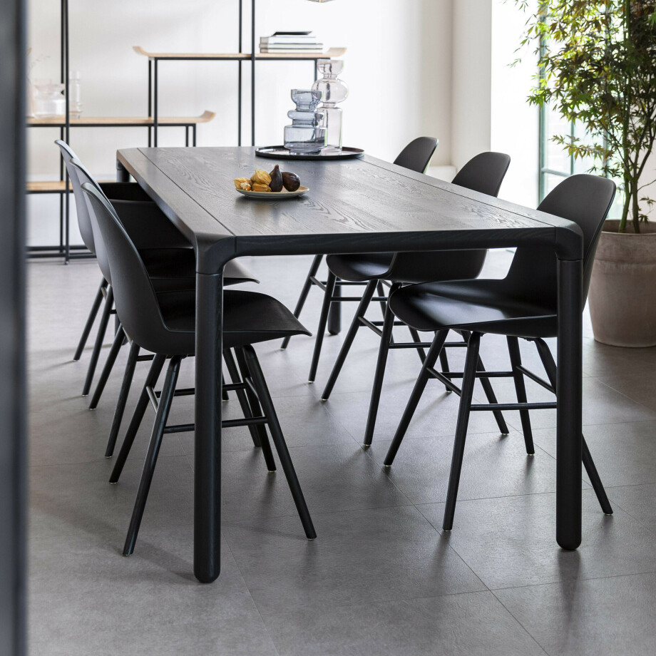 Zuiver Eettafel 'Storm' Essenhout, 220 x 90cm, kleur Zwart afbeelding 1
