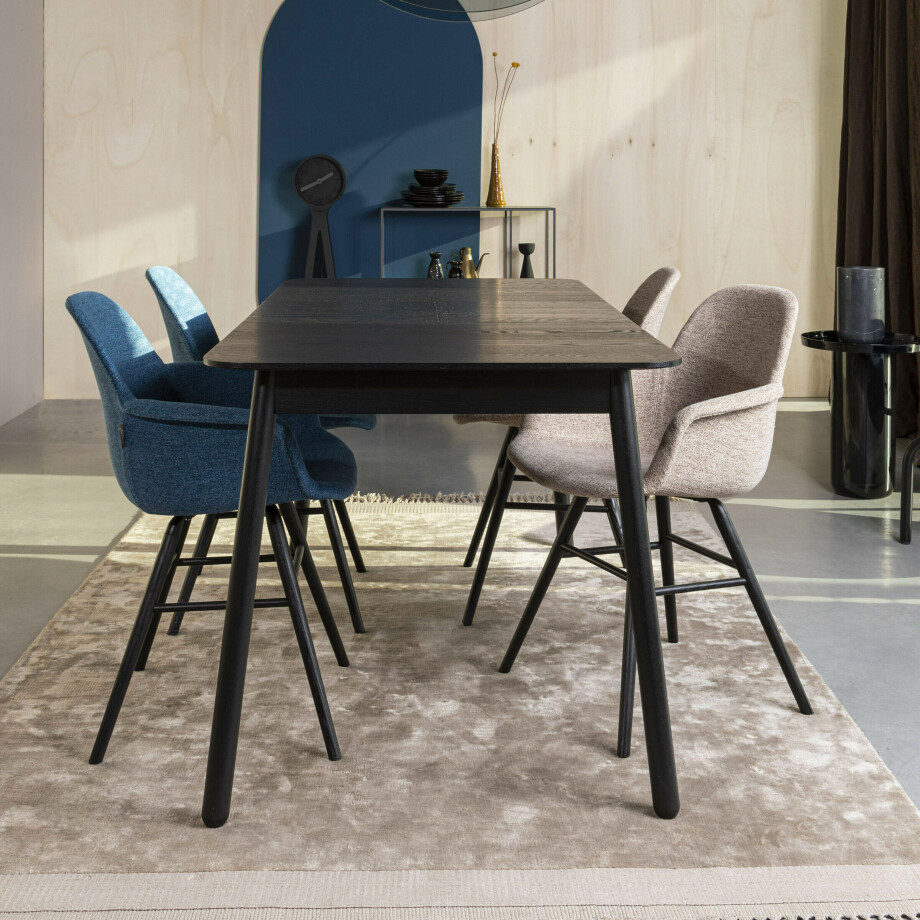 Zuiver Uitschuifbare Eettafel 'Glimps' Essenhout, 120-162 x 80cm, kleur Zwart afbeelding 1