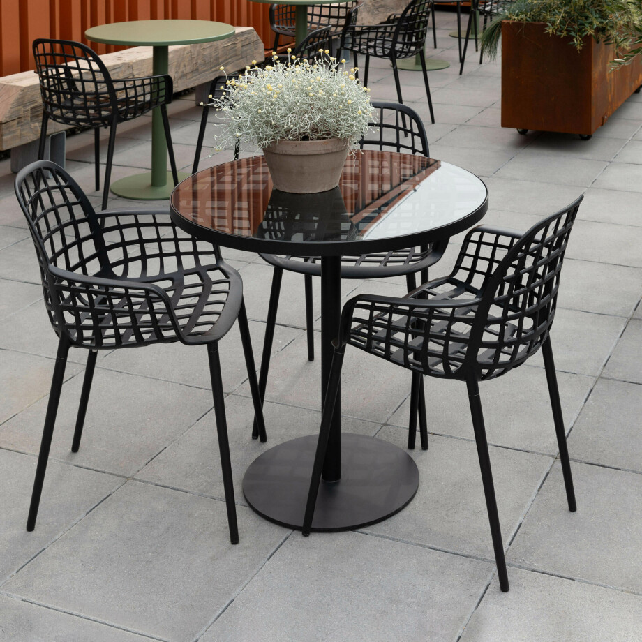 Zuiver Ronde Tuintafel 'Albert' Glazen blad, 80cm Zuiver Ronde Tuintafel 'Albert' Glazen blad, 80cm afbeelding