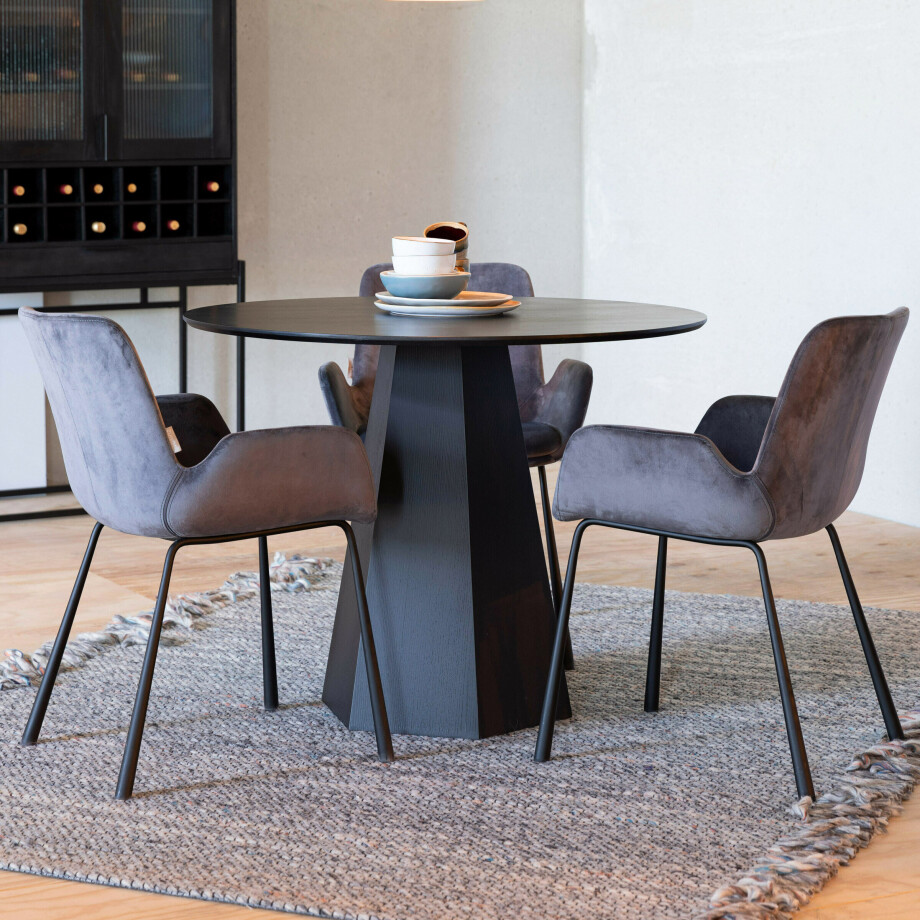 Zuiver Ronde Eettafel 'Pilar' Essenhout, 100cm, kleur Zwart Zuiver Ronde Eettafel 'Pilar' Essenhout, 100cm, kleur Zwart afbeelding 1