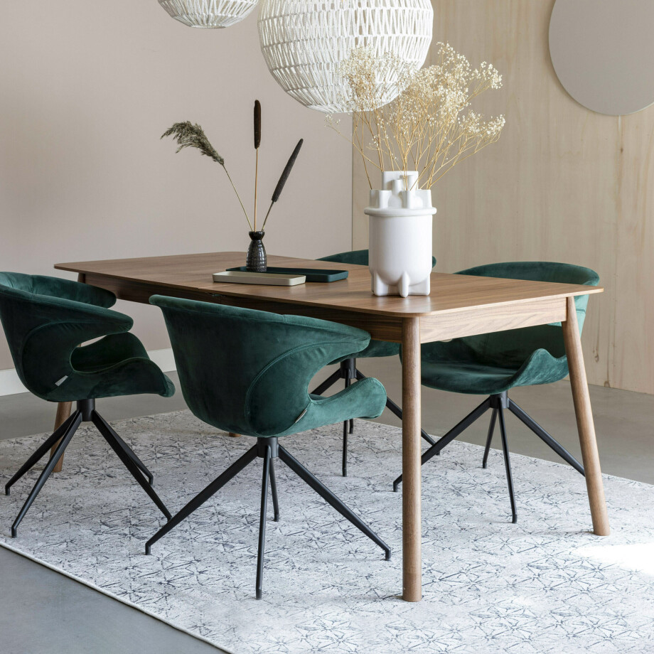 Zuiver Uitschuifbare Eettafel 'Glimps' Notenhout, 180-240 x 90cm, kleur Bruin afbeelding 1