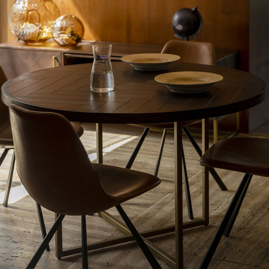 Dutchbone Ronde Eettafel 'Class' Acaciahout, 120cm, kleur Bruin afbeelding 1