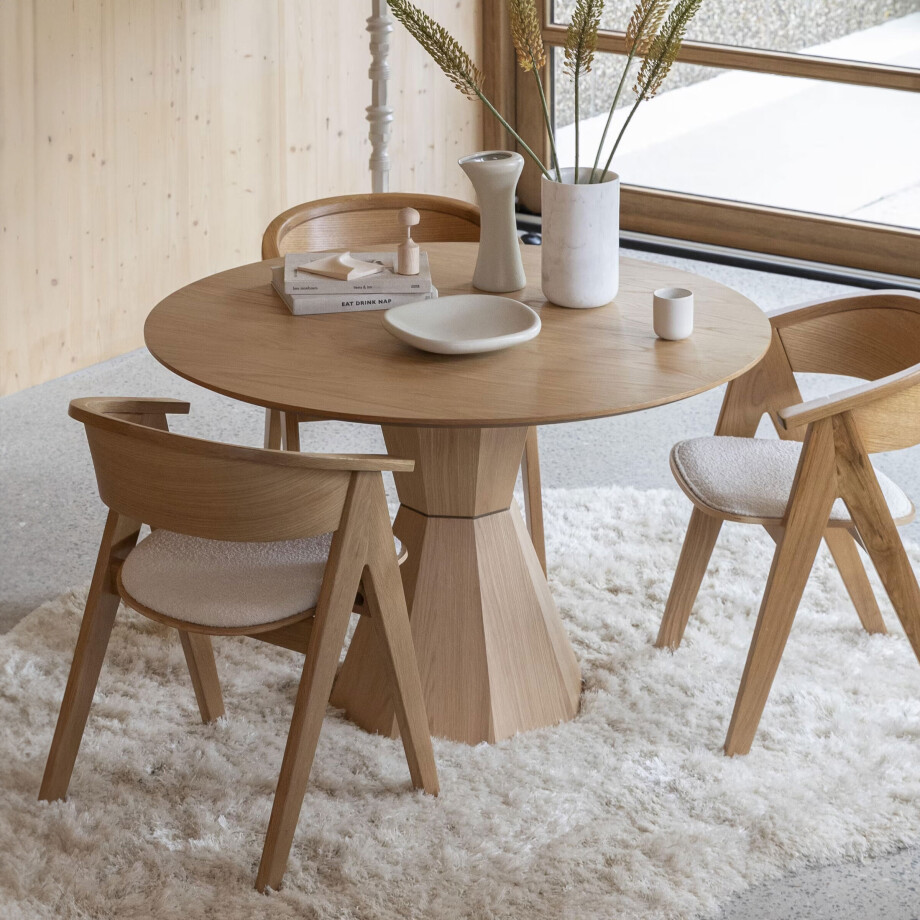 Zuiver Ronde Eettafel 'Lotus' Eikenhout, 120cm Zuiver Ronde Eettafel 'Lotus' Eikenhout, 120cm afbeelding