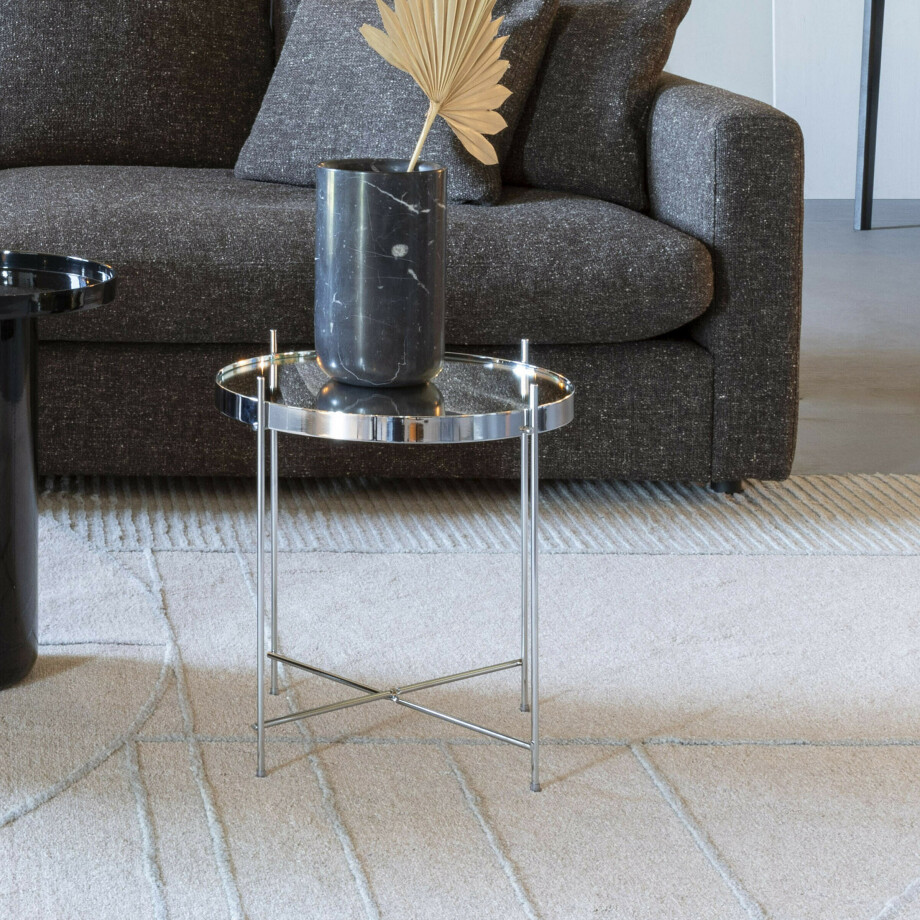 Zuiver Ronde Bijzettafel 'Cupid' Glas, 43cm, kleur Zilver afbeelding 1