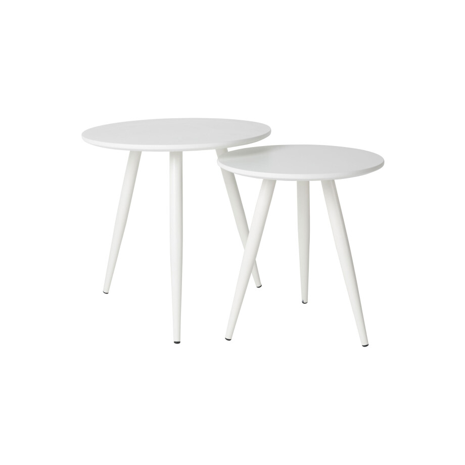 Bijzettafel 'Kevan' set van 2 stuks, kleur Wit Bijzettafel 'Kevan' set van 2 stuks, kleur Wit afbeelding 1