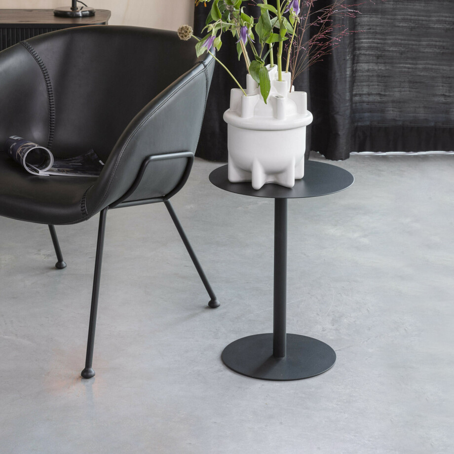 Zuiver Ronde Bijzettafel 'Snow' Staal, 35cm, kleur Zwart afbeelding 1
