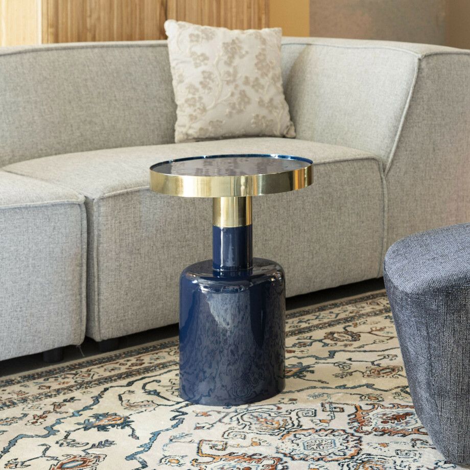 Zuiver Ronde Bijzettafel 'Glam' 36cm, kleur Blauw Zuiver Ronde Bijzettafel 'Glam' 36cm, kleur Blauw afbeelding 1