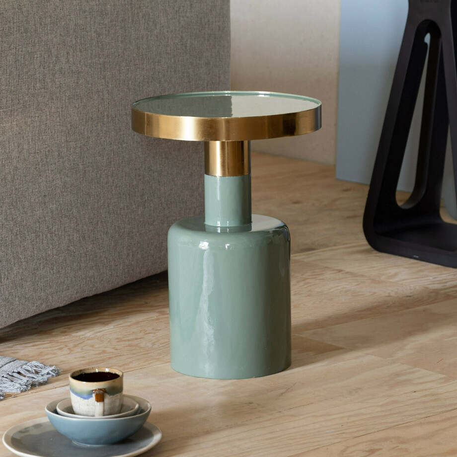 Zuiver Ronde Bijzettafel 'Glam' 36cm, kleur Groen Zuiver Ronde Bijzettafel 'Glam' 36cm, kleur Groen afbeelding 1