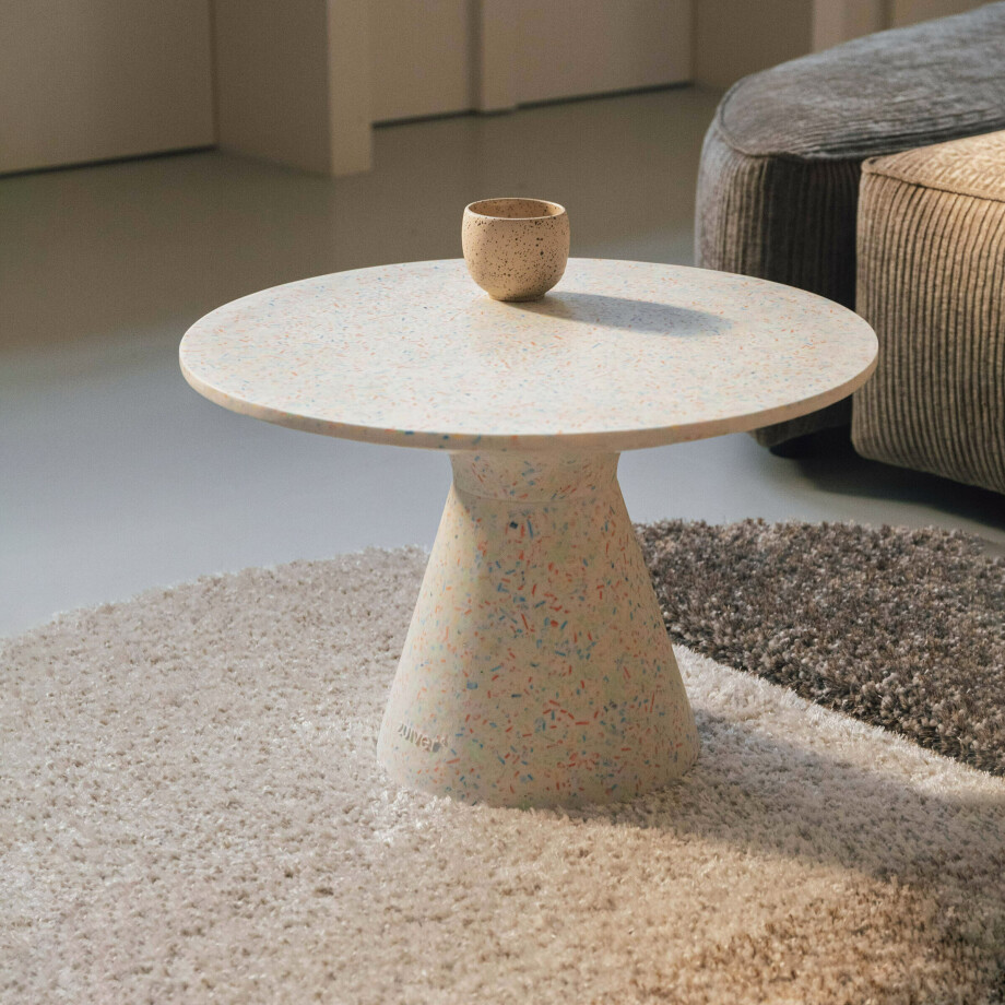 Zuiver Ronde Salontafel 'Victoria' Terrazzo, 50cm, kleur Wit afbeelding 1