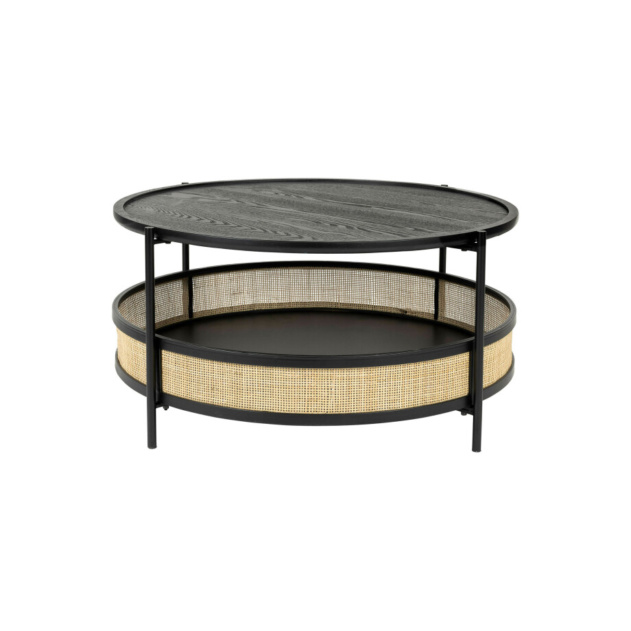 ZILT Ronde Salontafel 'Maddie' Rotan, kleur Zwart ZILT Ronde Salontafel 'Maddie' Rotan, kleur Zwart afbeelding 1