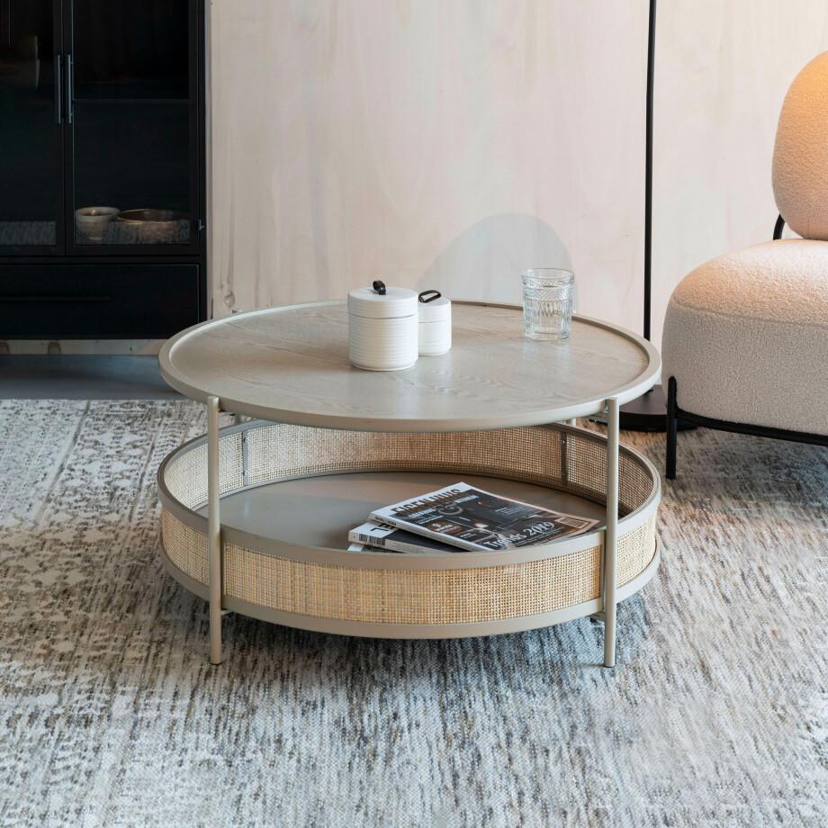 ZILT Ronde Salontafel 'Maddie' Rotan, kleur Zand afbeelding 1