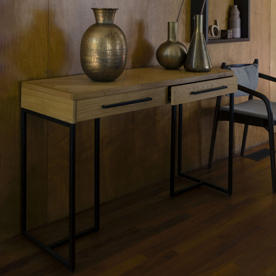 Dutchbone Sidetable 'Class' Acaciahout, 120cm, kleur Zwart afbeelding 1