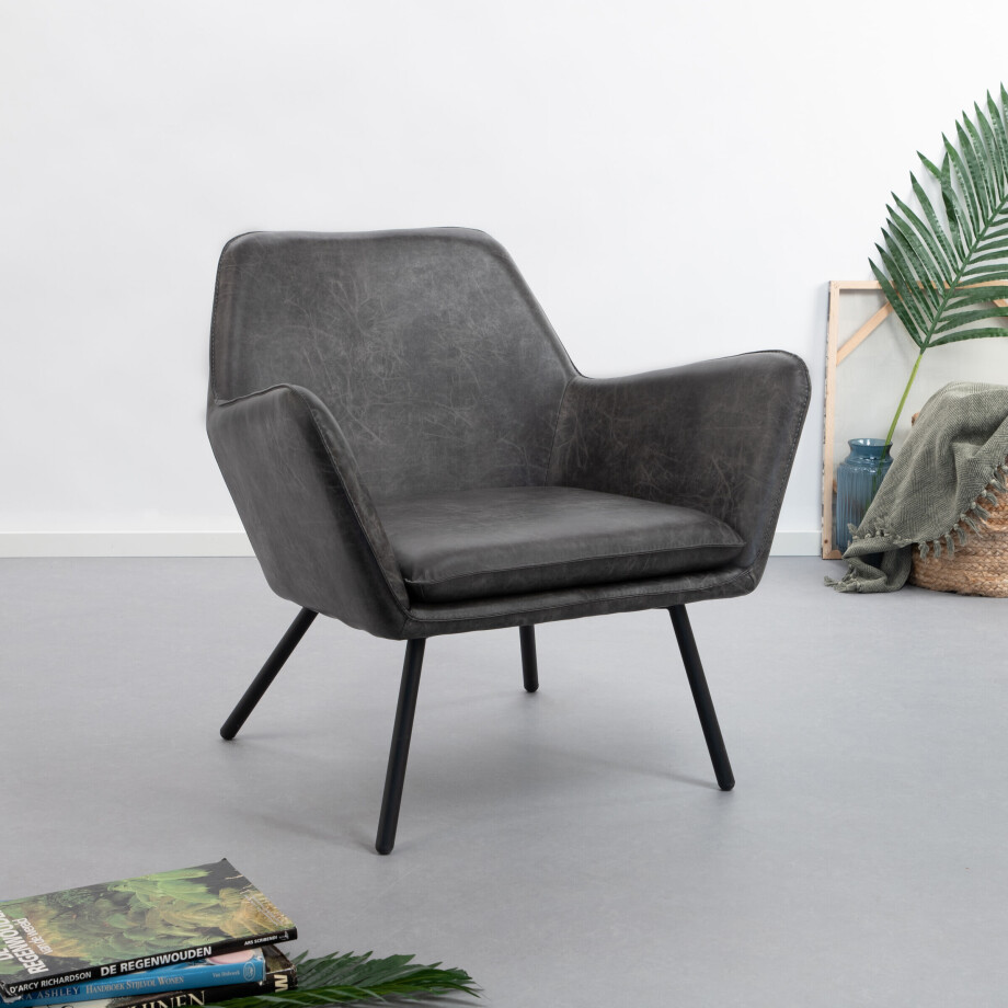 Fauteuil 'Stefan' kleur donkergrijs afbeelding 1