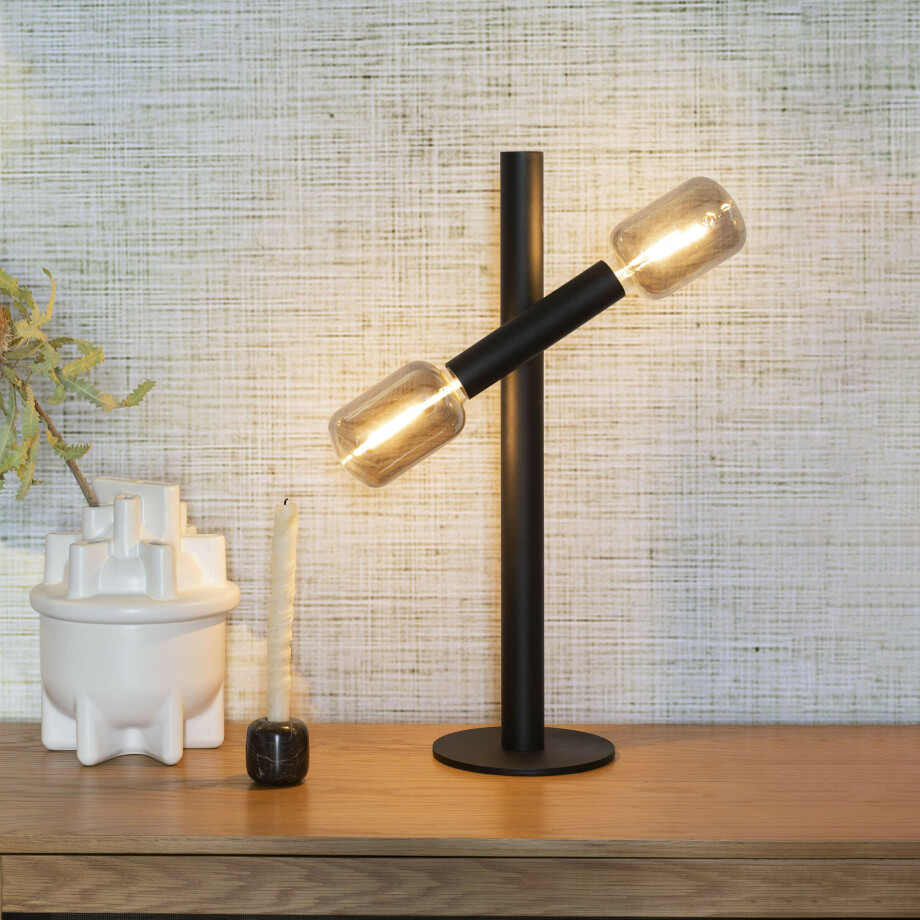 Zuiver Tafellamp 'Hawk' 2-lamps, kleur Zwart Zuiver Tafellamp 'Hawk' 2-lamps, kleur Zwart afbeelding 1