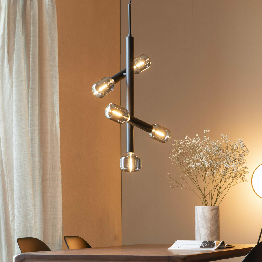 Zuiver Hanglamp 'Hawk' Tall, 6-lamps, kleur Zwart afbeelding 1
