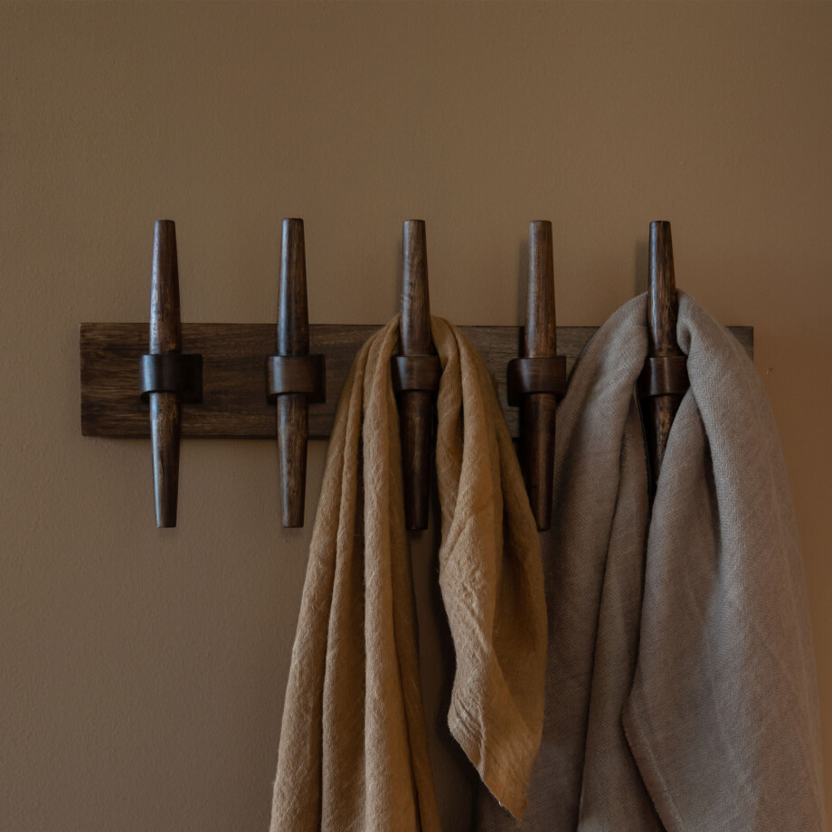 Dutchbone Kapstok 'Jakub' Met 5 haken, Mangohout, kleur Bruin Dutchbone Kapstok 'Jakub' Met 5 haken, Mangohout, kleur Bruin afbeelding 1