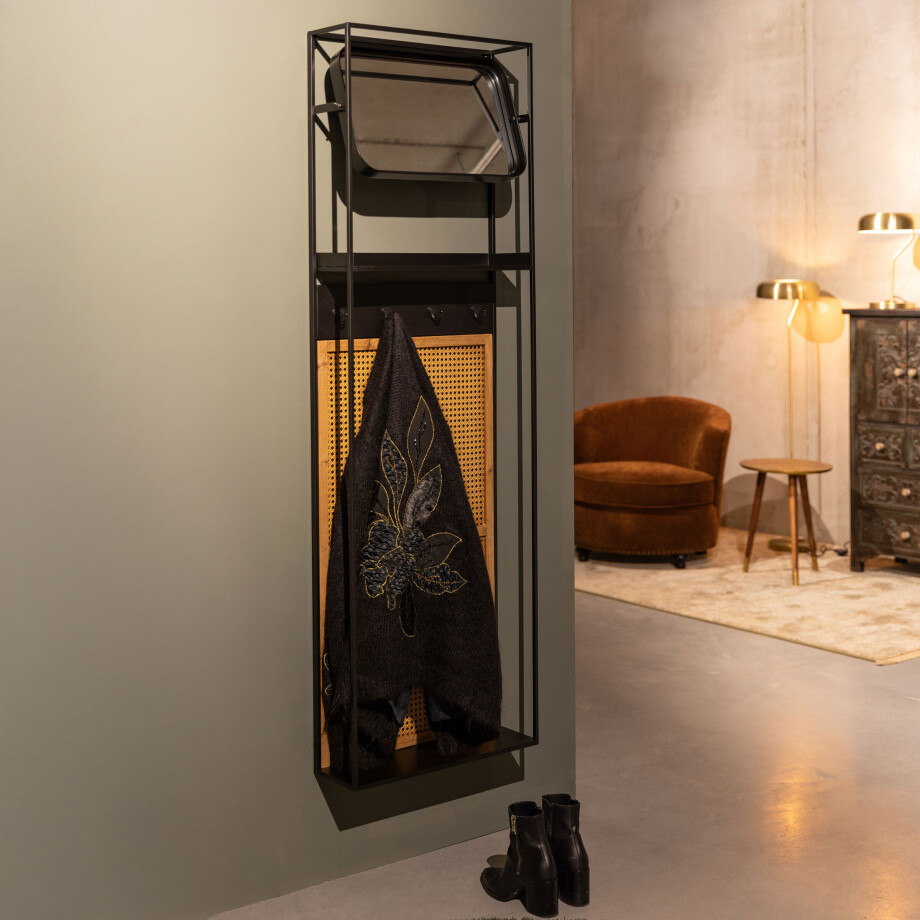 Dutchbone Kapstok 'Langres' met spiegel, 165 x 53cm afbeelding 1