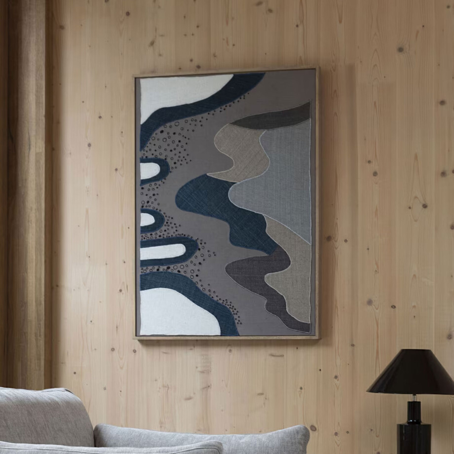 Zuiver Wanddecoratie 'Coastal' Mangohout en stof, 104 x 75cm afbeelding 