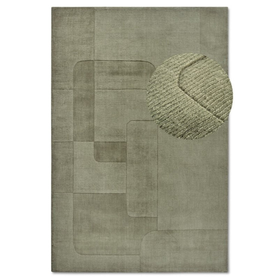 Wollen Vloerkleed Charlotte - Groen 150x80cm - - Dekbed-Discounter.nl afbeelding 