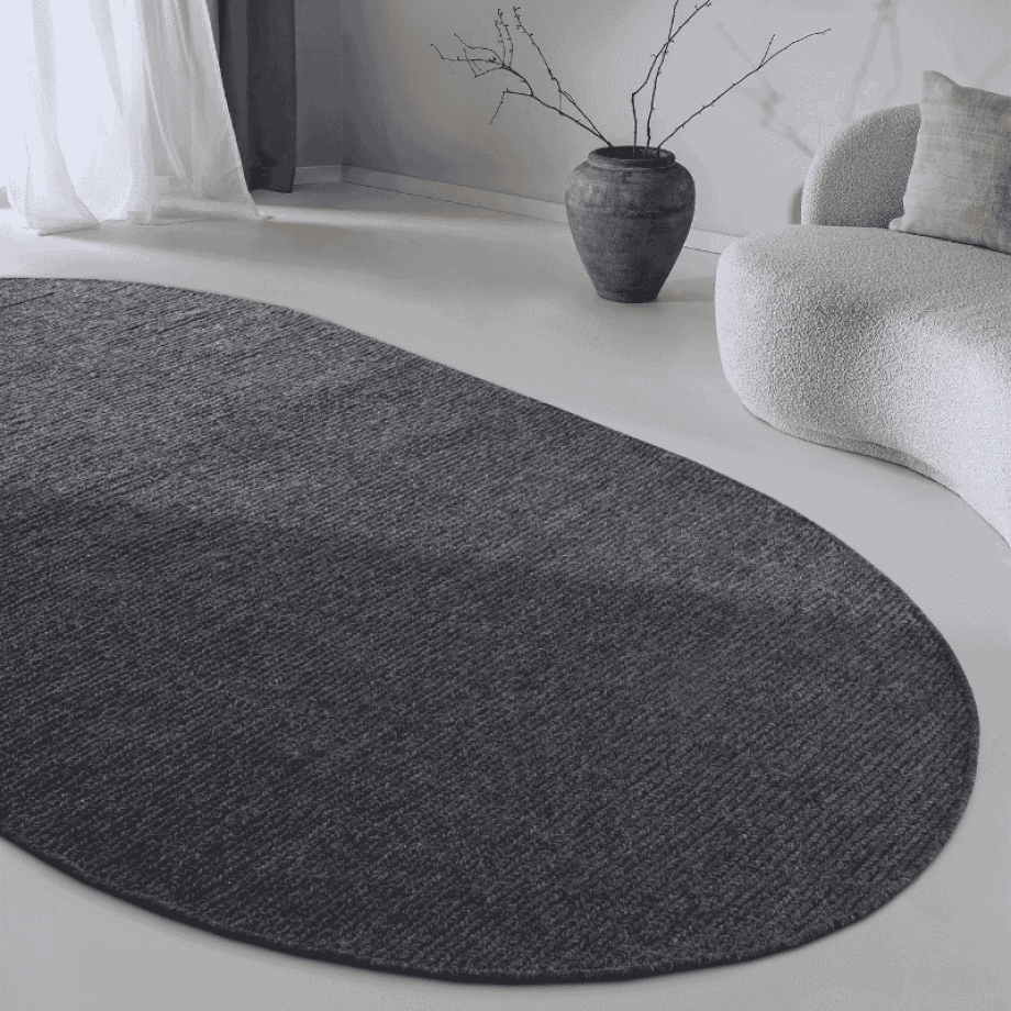 Wollen Vloerkleed Francois Ovaal - Antraciet 230x160cm - - Dekbed-Discounter.nl afbeelding 