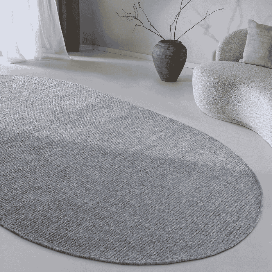 Wollen Vloerkleed Francois Ovaal - Grijs 230x160cm - - Dekbed-Discounter.nl afbeelding 