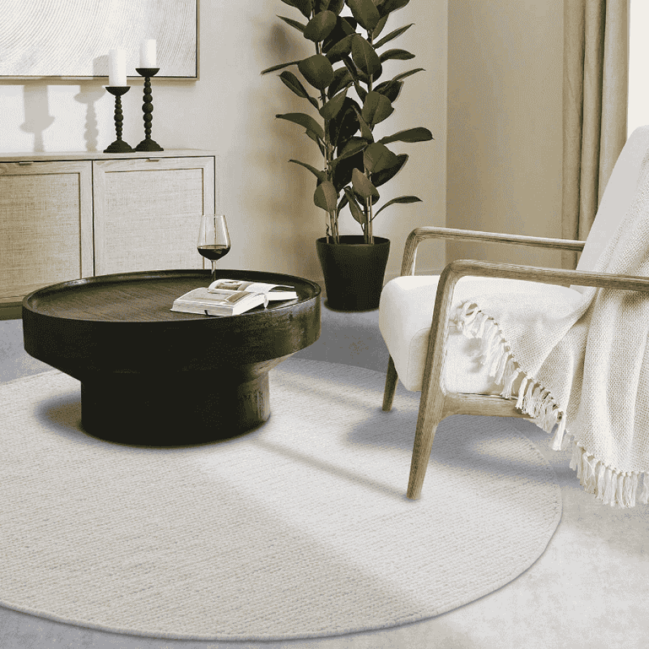 Wollen Vloerkleed Francois Rond - Creme Xcm - - Dekbed-Discounter.nl afbeelding 