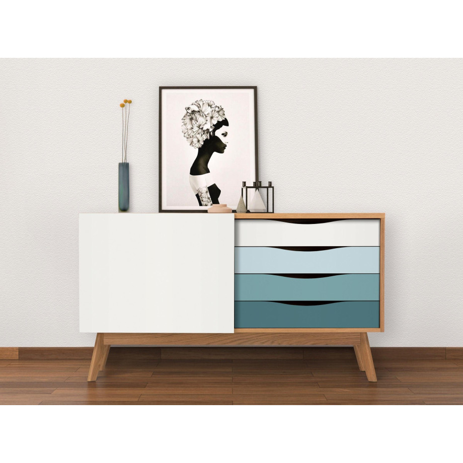 Woodman Dressoir Hilla Commode in trendy Scandinavische look, breedte 130 cm afbeelding 1