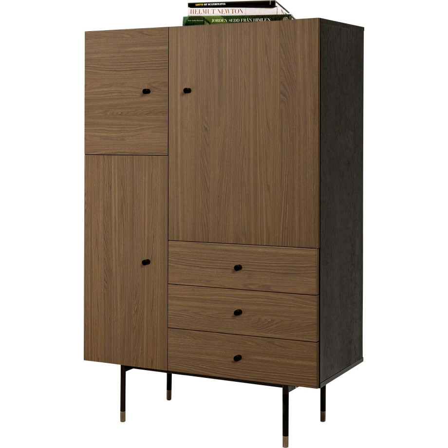 Woodman Highboard Daniel Opbergkast met walnootfineer, breedte 90 cm afbeelding 1