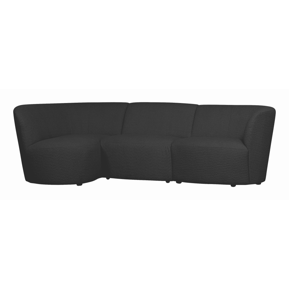 WOOOD 3-zits Loungebank 'Coco' Links, Bouclé, kleur Donkergrijs afbeelding 1