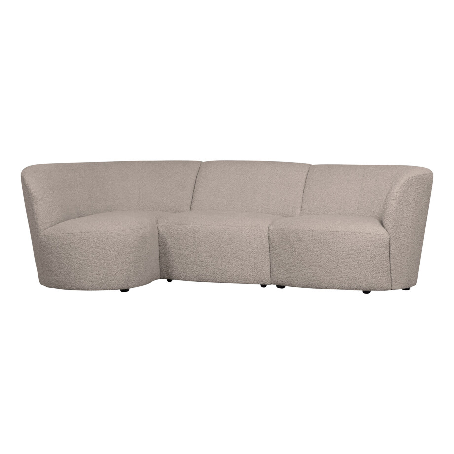 WOOOD 3-zits Loungebank 'Coco' Links, Bouclé, kleur Zand WOOOD 3-zits Loungebank 'Coco' Links, Bouclé, kleur Zand afbeelding 1