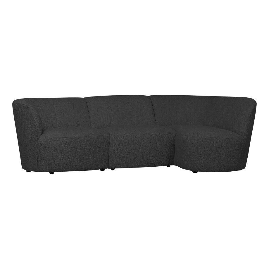 WOOOD 3-zits Loungebank 'Coco' Rechts, Bouclé, kleur Donkergrijs WOOOD 3-zits Loungebank 'Coco' Rechts, Bouclé, kleur Donkergrijs afbeelding 1