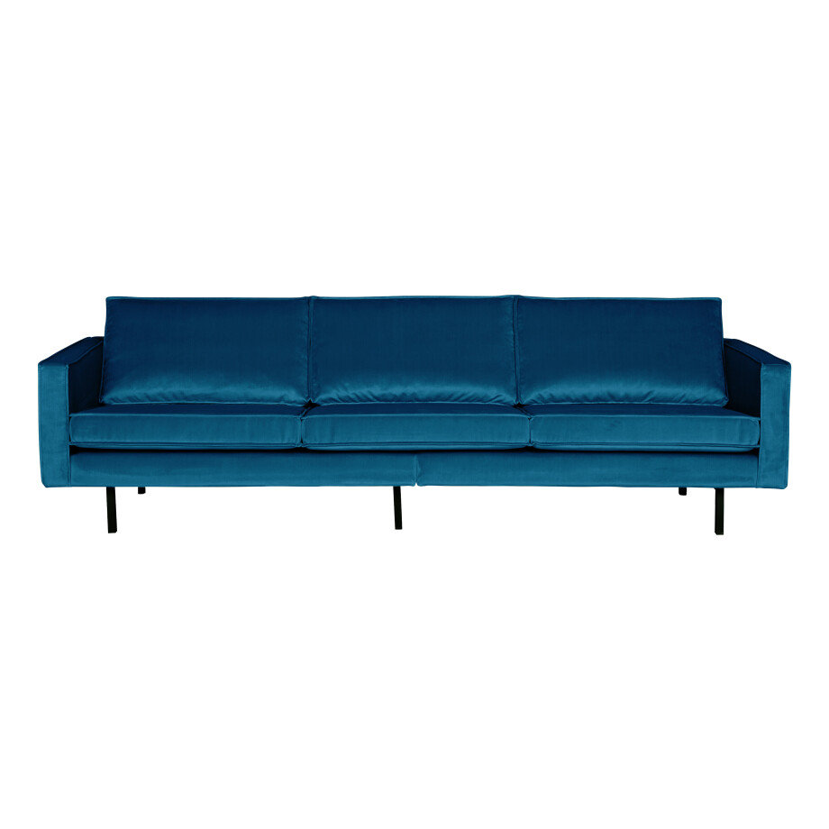 WOOOD Bank 3-zits 'Rodeo' Velvet, 277cm, kleur Blauw WOOOD Bank 3-zits 'Rodeo' Velvet, 277cm, kleur Blauw afbeelding 1