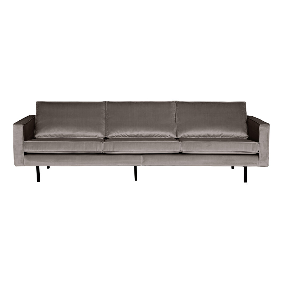 WOOOD Bank 3-zits 'Rodeo' Velvet, 277cm, kleur Taupe WOOOD Bank 3-zits 'Rodeo' Velvet, 277cm, kleur Taupe afbeelding 1