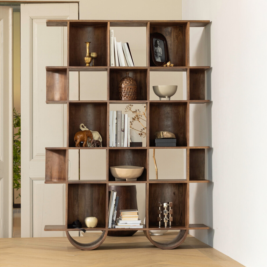 WOOOD Boekenkast 'Sinne' Mangohout, 180 x 130cm afbeelding 1